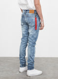 Light Acid wash blue distressed denim jeans by profound aesthetic