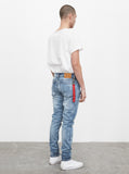 Light Acid wash blue distressed denim jeans by profound aesthetic