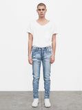 Light Acid wash blue distressed denim jeans by profound aesthetic