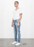 Light Acid wash blue distressed denim jeans by profound aesthetic