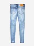 Light Acid wash blue distressed denim jeans by profound aesthetic