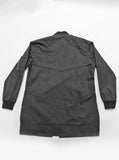 Flat back view of Waxed Cotton Long Bomber Jacket