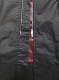 Close up zipper detail of Waxed Cotton Long Bomber Jacket