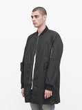 Waxed Cotton Long Bomber Jacket