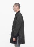 Waxed Cotton Long Bomber Jacket