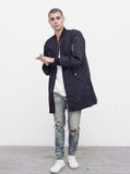 Waxed Cotton Long Bomber Jacket