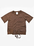 Flat front view of Shubitai Safari Pullover Crewneck in Brown