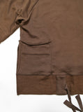 Close up detail shot of Shubitai Safari Pullover Crewneck in Brown