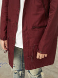 Bungee Panel Long Nylon Jacket in Maroon