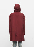 Bungee Panel Long Nylon Jacket in Maroon