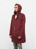 Bungee Panel Long Nylon Jacket in Maroon