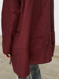 Bungee Panel Long Nylon Jacket in Maroon