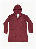 Bungee Panel Long Nylon Jacket in Maroon