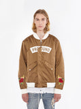 Burning Rose Bomber Jacket in Olive-Brown