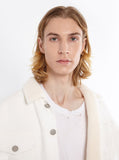 Caged Bird Shearling-Lined Denim Jacket in Off-White