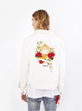 Caged Bird Shearling-Lined Denim Jacket in Off-White