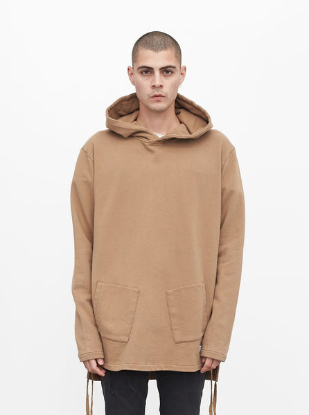 Diagonal Pocket Hoodie in Washed Khaki