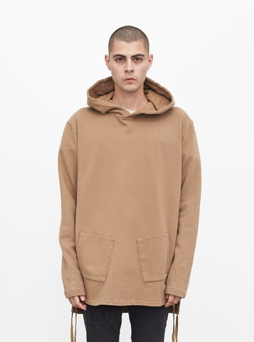 Diagonal Pocket Hoodie in Washed Khaki