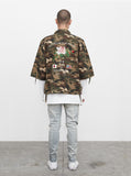 Three-Quarter Raw Sleeve Military Rose Parka in Woodland Camo