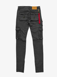 Faded black wash d ring cargo pocket skinny fit denim jeans by profound aesthetic