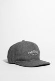 Side angle view of Profound Classic New York History Snapback in Wool Charcoal