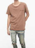 Basic Raw-Cut Short Sleeve Tee in Chestnut