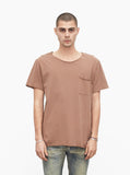 Basic Raw-Cut Short Sleeve Tee in Chestnut