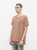 Basic Raw-Cut Short Sleeve Tee in Chestnut