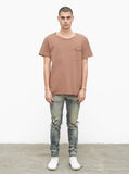 Basic Raw-Cut Short Sleeve Tee in Chestnut