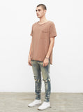 Basic Raw-Cut Short Sleeve Tee in Chestnut