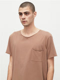 Basic Raw-Cut Short Sleeve Tee in Chestnut