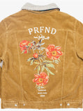 Corduroy Printed Flower Jacket in Camel