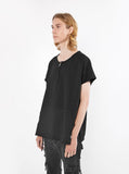 Black cotton cut off kangaroo sweatshirt tee raglan raw cut sleeves by profound aesthetic