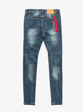 Dark Blue washed distressed denim destroyed skinny fit jeans by profound aesthetic