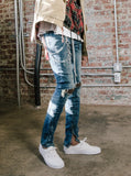 Dark Blue washed distressed denim destroyed skinny fit jeans by profound aesthetic