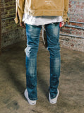 Dark Blue washed distressed denim destroyed skinny fit jeans by profound aesthetic