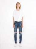 Dark Blue washed distressed denim destroyed skinny fit jeans by profound aesthetic