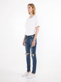 Dark Blue washed distressed denim destroyed skinny fit jeans by profound aesthetic