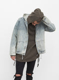 Denim Hoodie in Light Sand Wash