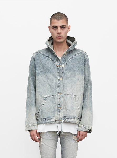 Denim Hoodie in Light Sand Wash