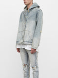 Denim Hoodie in Light Sand Wash