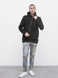 Double Layer Reversed French Terry Hoodie in Black