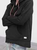 Double Layer Reversed French Terry Hoodie in Black