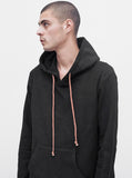 Double Layer Reversed French Terry Hoodie in Black