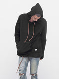 Double Layer Reversed French Terry Hoodie in Black