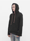 Double Layer Reversed French Terry Hoodie in Black