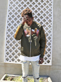 Flying American eagle embroidered bomber jacket in olive gold by profound aesthetic