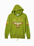 Embroidered Eagle Pullover Flame Hoodie in Burnt Green