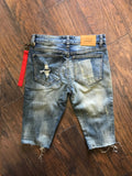 Vintage Washed Destroyed Denim Short