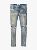 earth wash destroyed distressed denim jeans by profound aesthetic